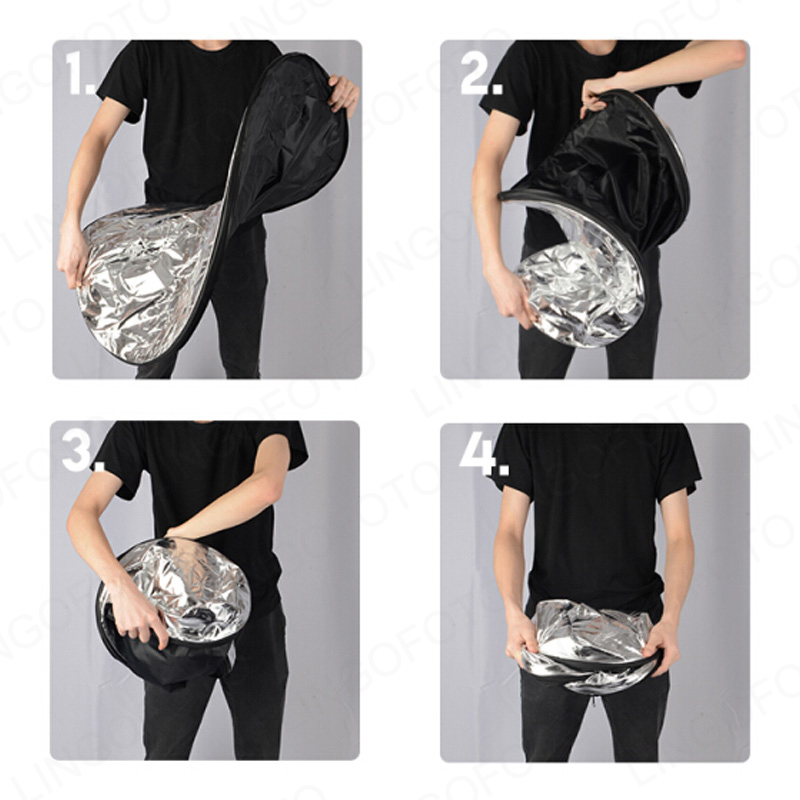 2-in-1 40cm Collapsible Round  - Reflector Disc Silver บทวิจารณ์และราคา