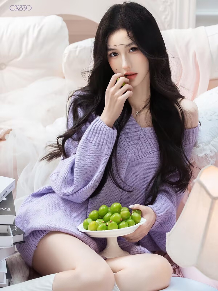 Autumn Winter Purple Sweater O - Photography Lighting Style บทวิจารณ์และราคา